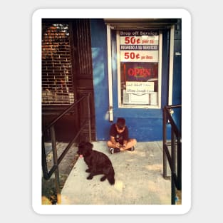 A boy and his dog, Sunset Park, Brooklyn, NYC Sticker